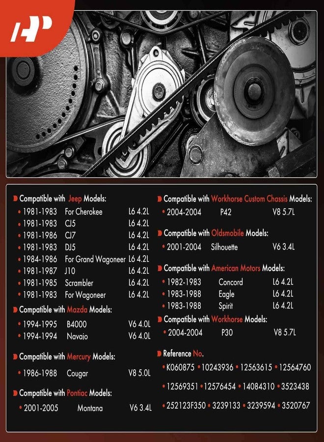 A-Premium Engine Serpentine Drive Belt Compatible with Chevy, GMC, Dodge, Cadillac, Ford, Hyundai, Jeep, Olds, Pontiac, Mercedes-Benz, Mazda & More Vehicles Models, 87.53 inch, 5R3Z8620AA, 12569351 - Image 5