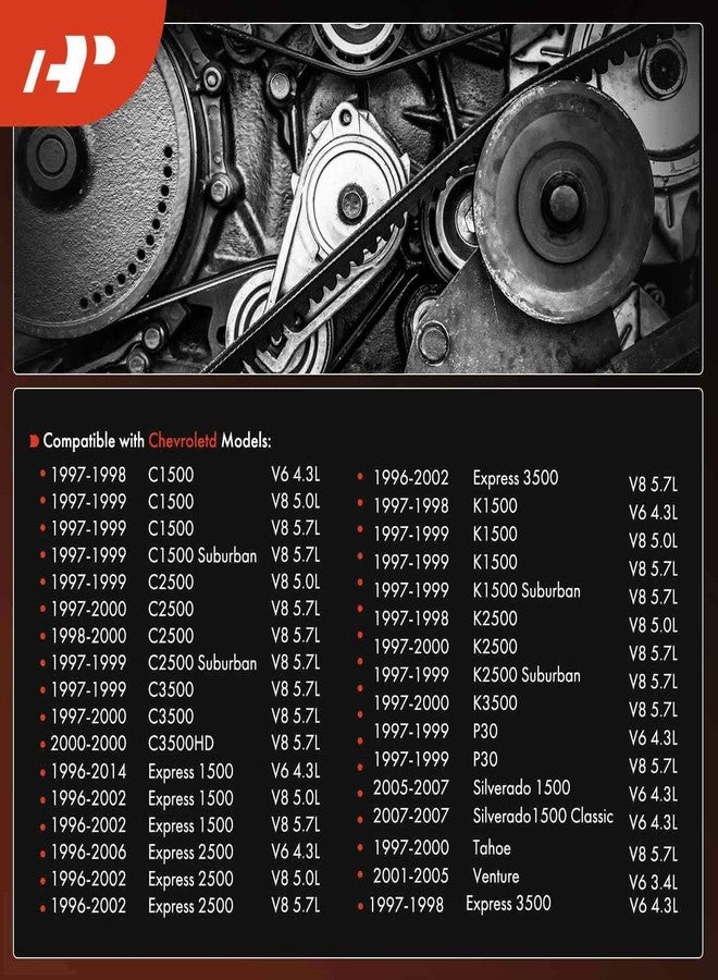A-Premium Engine Serpentine Drive Belt Compatible with Chevy, GMC, Dodge, Cadillac, Ford, Hyundai, Jeep, Olds, Pontiac, Mercedes-Benz, Mazda & More Vehicles Models, 87.53 inch, 5R3Z8620AA, 12569351 - Image 2