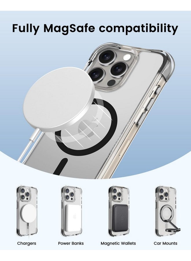 OTOFLY OTOFLY Compatible with iPhone 15 Pro Case, Compatible with Magsafe, Magnetic Shockproof Bumper Cover, Non-Yellowing, Anti-Scratch Clear Back, Black  - Image 3