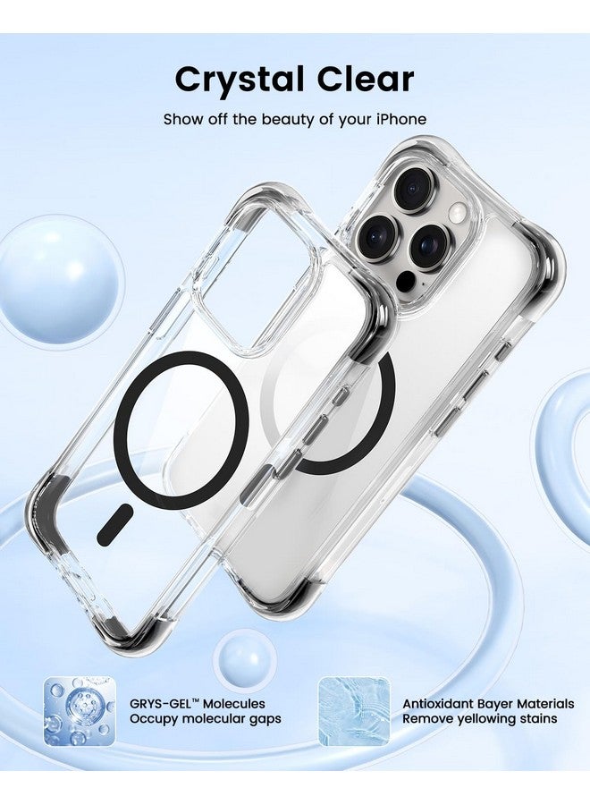 OTOFLY OTOFLY Compatible with iPhone 15 Pro Case, Compatible with Magsafe, Magnetic Shockproof Bumper Cover, Non-Yellowing, Anti-Scratch Clear Back, Black  - Image 5