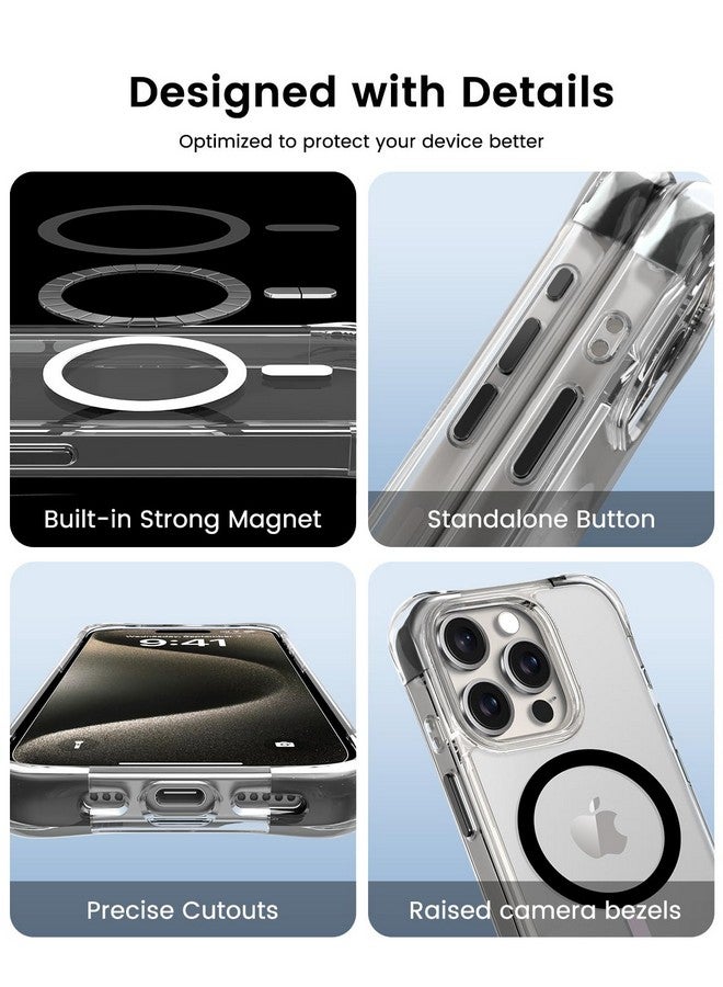 OTOFLY OTOFLY Compatible with iPhone 15 Pro Case, Compatible with Magsafe, Magnetic Shockproof Bumper Cover, Non-Yellowing, Anti-Scratch Clear Back, Black  - Image 4