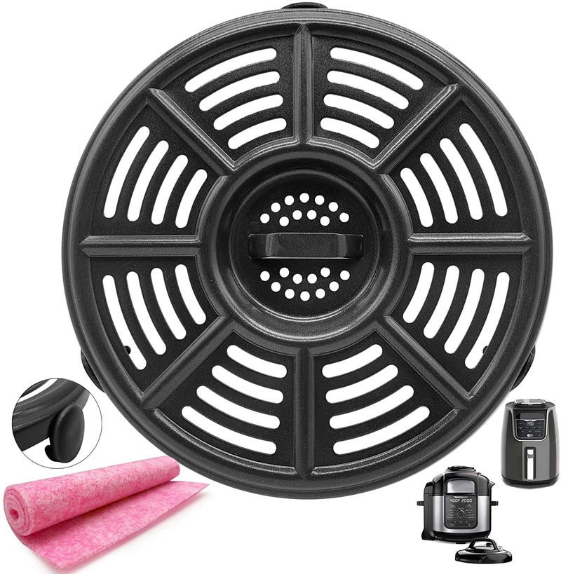 HQT 4QT Air Fryer Crisper Plate For Ninja Air Fryer 82 inch Professional Round Grill Plate Pan Tray with Rubber Feet for Ninja Foodi Pressure NonStick Dishwasher Safe
