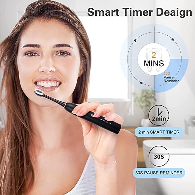 Deoxys Sonic Electric Toothbrushes with 2 Minutes Timer, Rechargeable Electric Toothbrush, Oral Care Whitening Toothbrush for Adults and Kids, 4 Pieces Replacement Brush Heads - Image 3