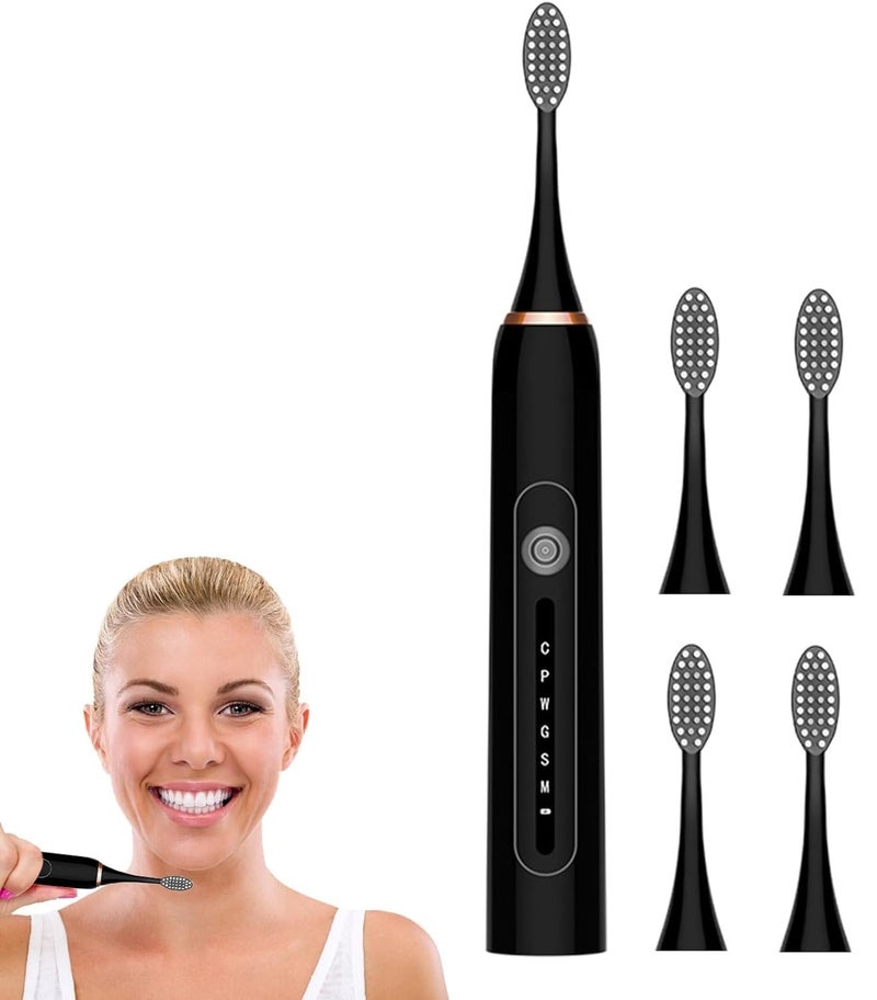 Deoxys Sonic Electric Toothbrushes with 2 Minutes Timer, Rechargeable Electric Toothbrush, Oral Care Whitening Toothbrush for Adults and Kids, 4 Pieces Replacement Brush Heads - Image 1
