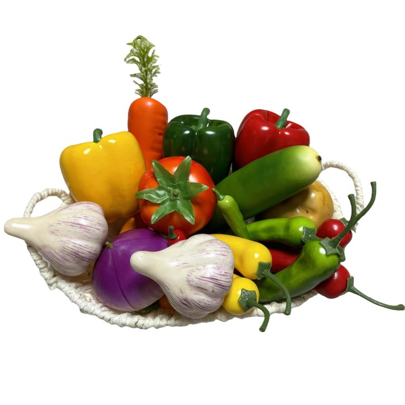 22pcs Realistic Artificial Fake Vegetables, Artificial Vegetables for Decoration, Home Kitchen Decor,PU Simulation Vegetable,Artificial Bell Peppers - Image 1