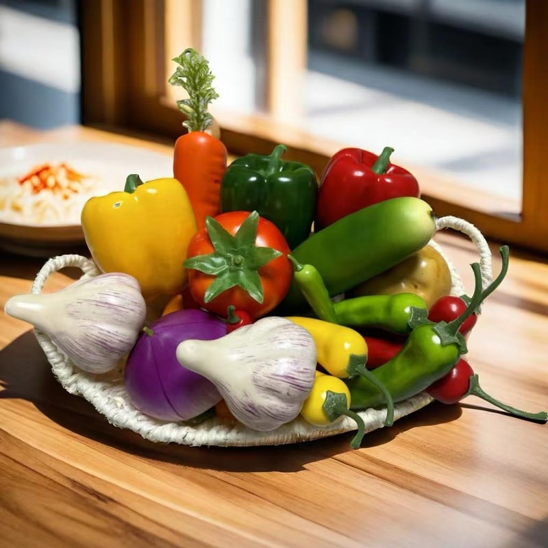 22pcs Realistic Artificial Fake Vegetables, Artificial Vegetables for Decoration, Home Kitchen Decor,PU Simulation Vegetable,Artificial Bell Peppers - Image 3