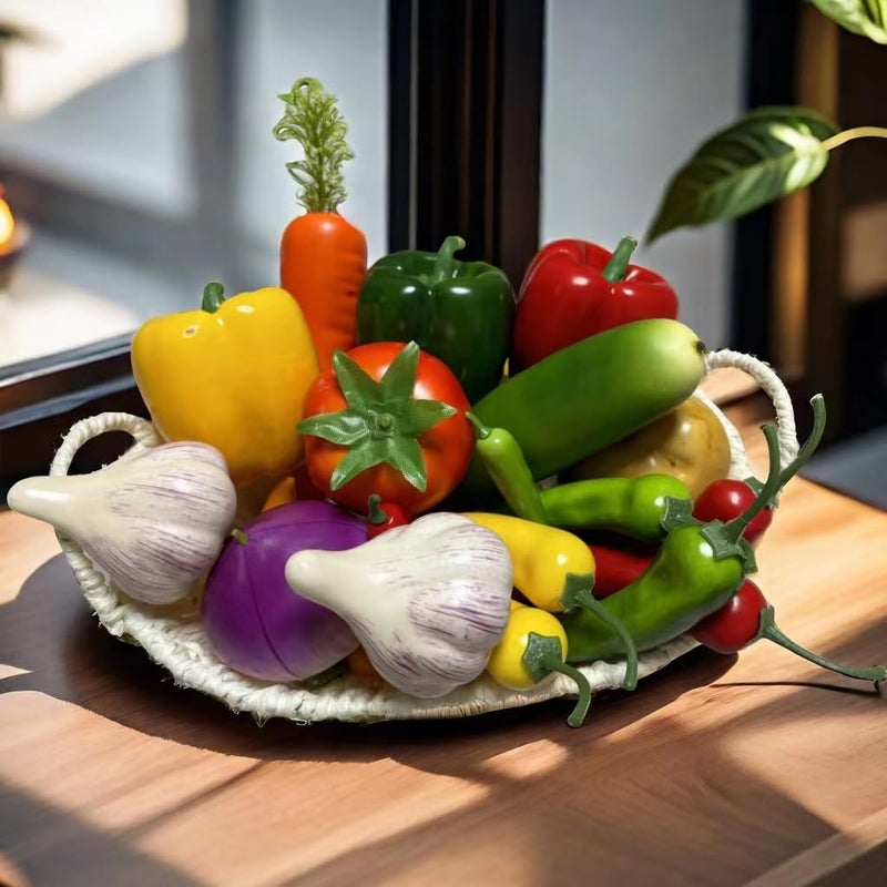 22pcs Realistic Artificial Fake Vegetables, Artificial Vegetables for Decoration, Home Kitchen Decor,PU Simulation Vegetable,Artificial Bell Peppers - Image 5