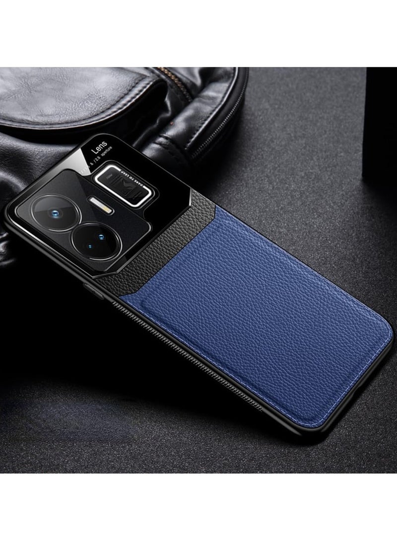 Leather Case Compatible Realme GT3 5G/Realme GT Neo 5 Anti-p Leather Back Cover Soft TPU Frame Business Case Phone Case 9H Tempered Glass Back Case