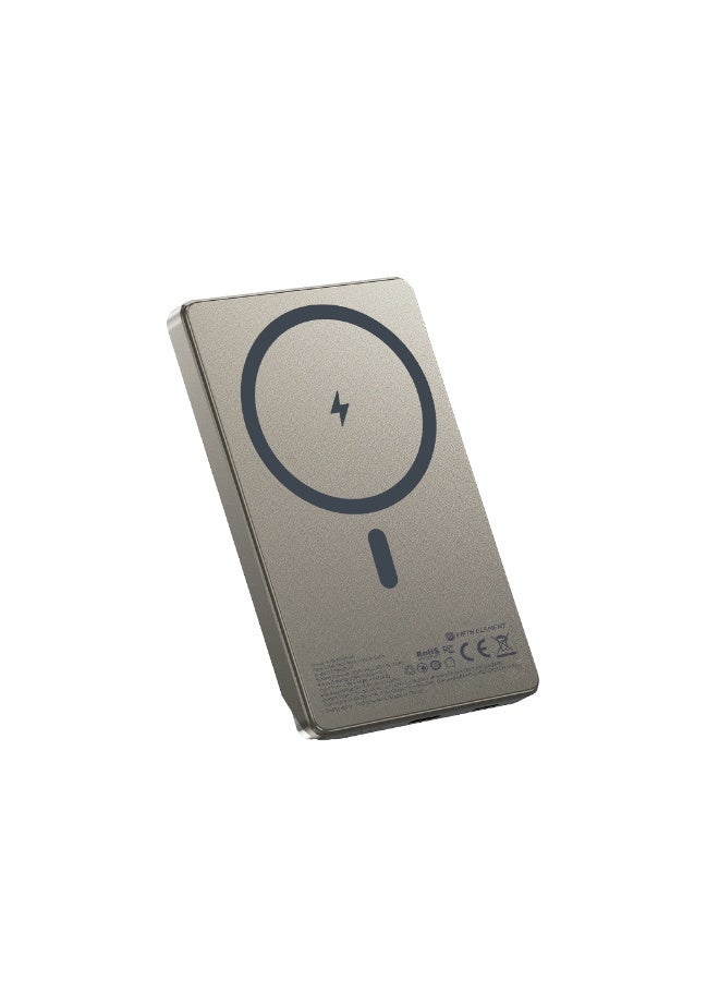 FIFTH ELEMENT FLUXE  5000mAh MagSafe Power Bank, Ultra-Slim 20W PD Magnetic Battery Pack for iPhone – Titanium - Image 1