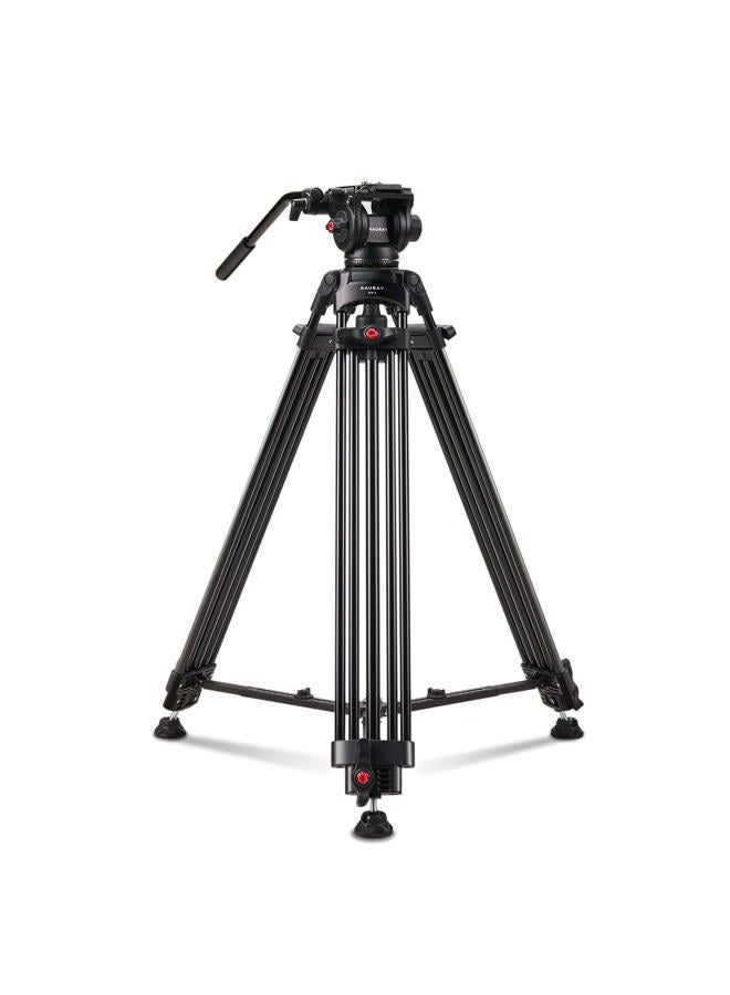 RAUBAY 70.8" Professional Heavy Duty Video Camera Tripod with Fluid Head, QR Plate for DSLR Camcorder, Max Loading 17.6lbs, Aluminum Twin Tube Leg with Metal Mid-Level Spreader DV-1 PRO - Image 1