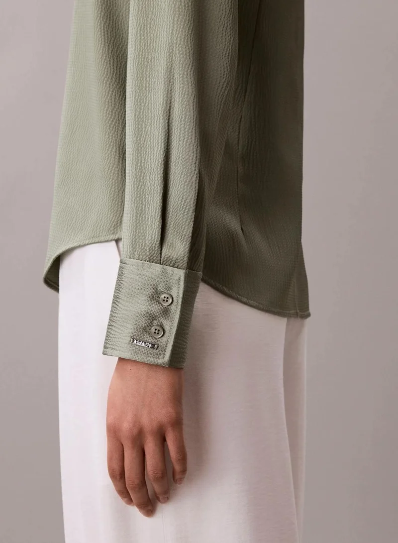 Calvin Klein Shadow Hammered Satin Fitted Shirt for Women | Best Price UAE
