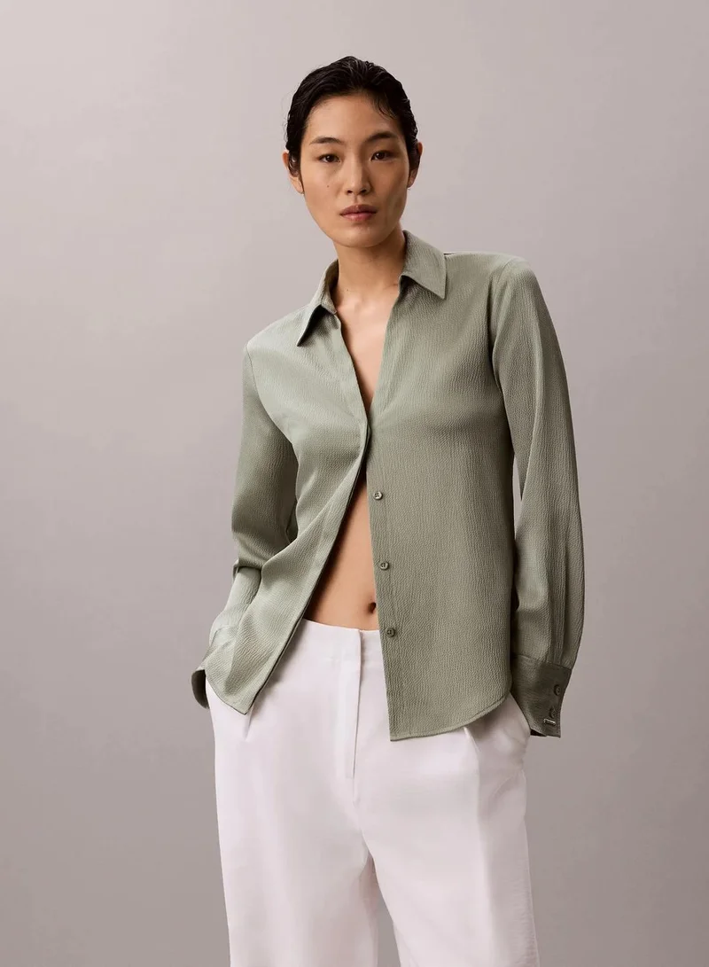 Hammered Satin Fitted Shirt
