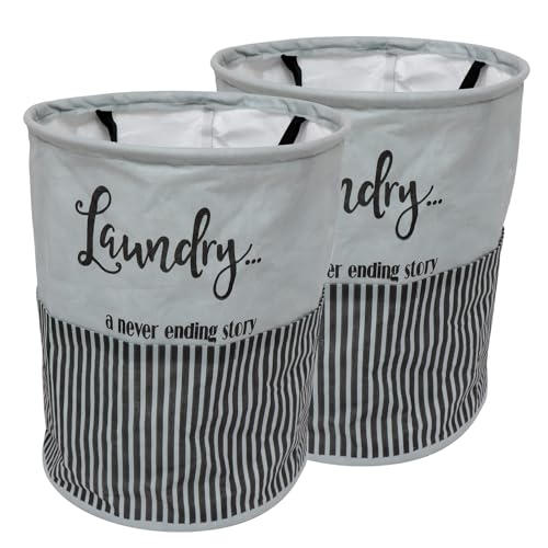 Perpetual Waterproof Laundry Cloth Basket | Foldable Storage with Handle, 45 Liters (Pack of 2) - (Grey - 5.91x11.81x1.97 Inch) - Image 1