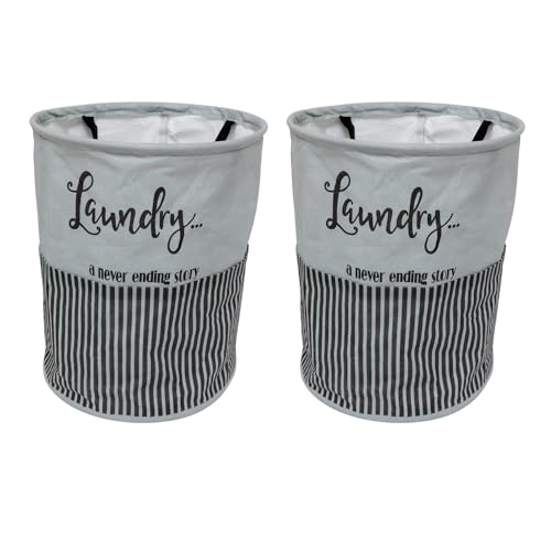 Perpetual Waterproof Laundry Cloth Basket | Foldable Storage with Handle, 45 Liters (Pack of 2) - (Grey - 5.91x11.81x1.97 Inch) - Image 4