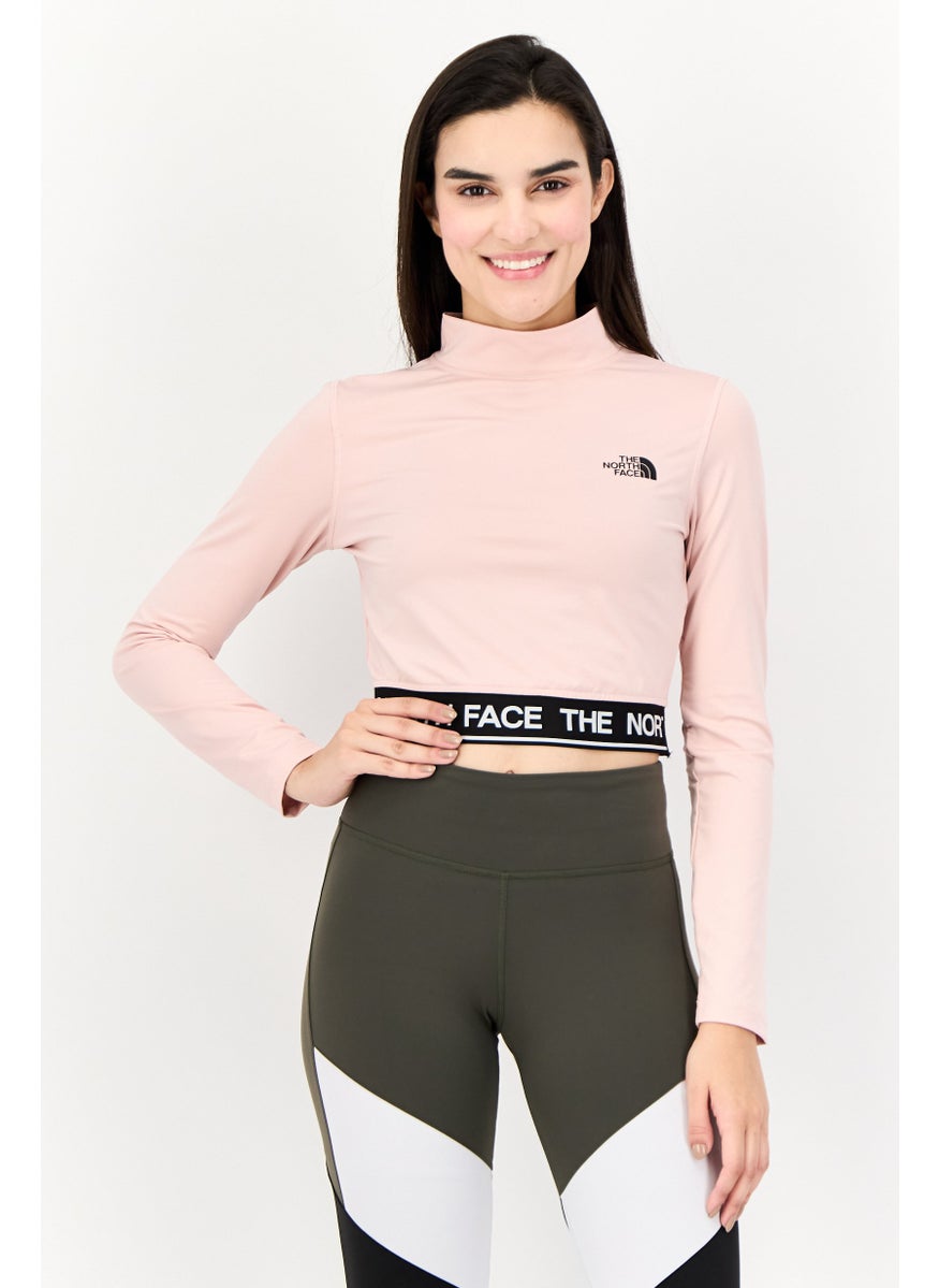 THE NORTH FACE Women Sportswear Fit Long Sleeve Training Crop Top, Peach Pink  - Image 1