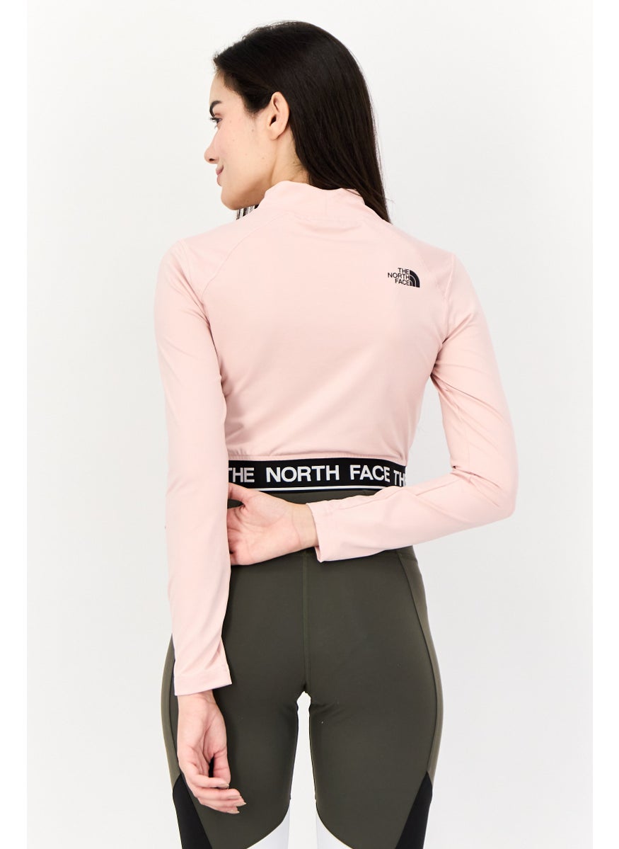 THE NORTH FACE Women Sportswear Fit Long Sleeve Training Crop Top, Peach Pink  - Image 3