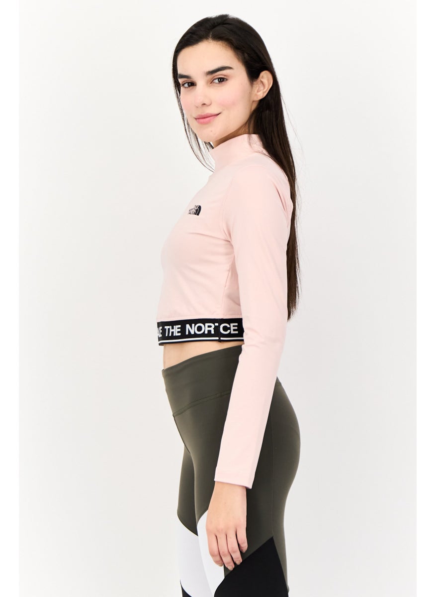 THE NORTH FACE Women Sportswear Fit Long Sleeve Training Crop Top, Peach Pink  - Image 4