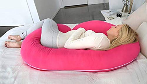 Snoozy SNOOZY Ultra Soft PregnancyPillowMaternity Pillow Multi Purpose with Removable Cover Zip CShape Dark Pink  - Image 2