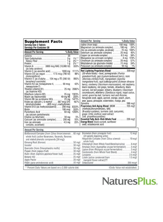 Nature's Plus Source Of Life Green And Red Multivitamin And Mineral Supplement 90 Tablets - Image 5