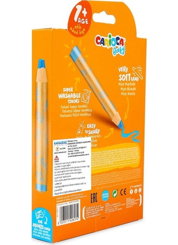 carioca "3 in 1" Jumbo Baby Wooden Body Dry Crayons 6 Pcs  - Image 4