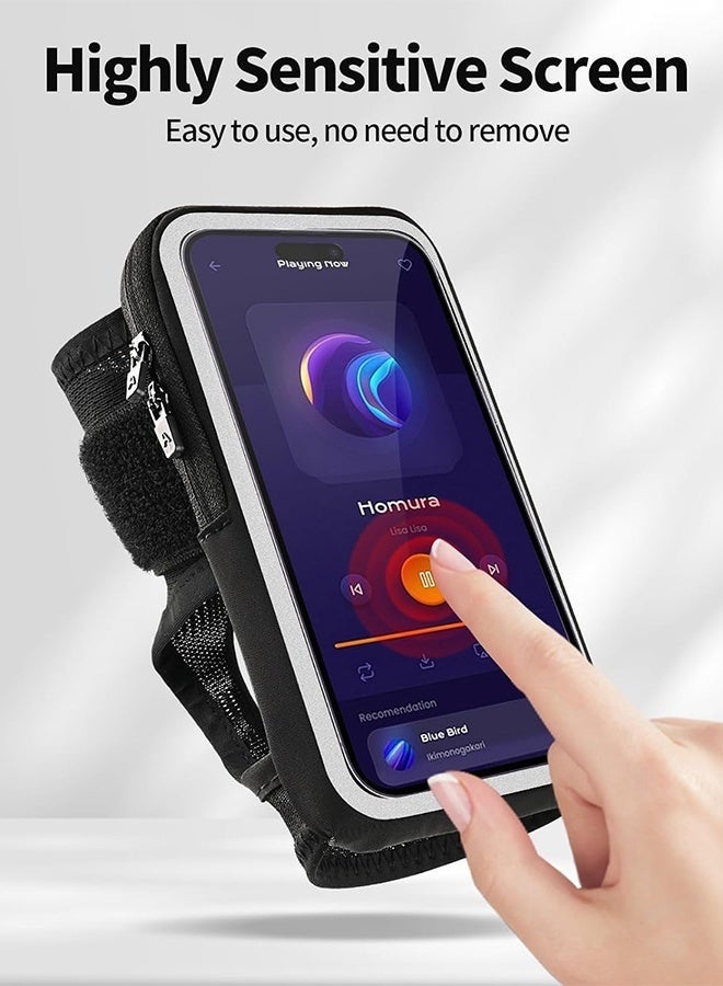 أس تس إل حامل هاتف للجري، أربطة ذراع للساعد، أربطة ذراع للجري مع فتحة بطاقة لهاتف iPhone Pro Max Plus (16/15/14/13/12/11/X/XR)، لهاتف Galaxy S24/S10، حامل هاتف محمول حتى 7.0 بوصة. - Image 3