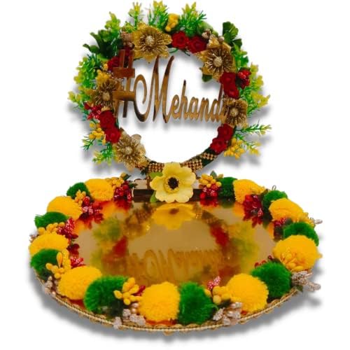 Unique Palette Beautiful Haldi Mehndi Platter Decoration Platter Wedding Haldi Platter Wedding Mehndi Platter Marriage Decor Platter Haldi Mehndi Tray - Image 2