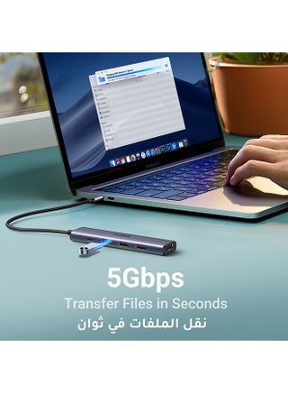 USB C Hub With 100W PD Charging Type C to HDMI 4K At 30Hz Adapter USB Hub 30 5Gbps Data Transfer Ports Compatible For MacBook Pro Air M3 M2 M1 iPad Pro M4 iPhone 16 15 Pro Pro Max Lenovo Dell HP Macbook Neo Grey - view 5