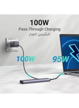 موزع USB C مع شحن PD بقوة 100 واط، محول من النوع C إلى HDMI 4K 30 هرتز، منافذ نقل بيانات USB Hub 3.0 بسرعة 5 جيجابت في الثانية، متوافق مع MacBook Pro/Air /Neo2023 M2/M1، iPad Pro/Air، HP، Dell، ASUS، Lenovo، إلخ فضي رمادي - view 4