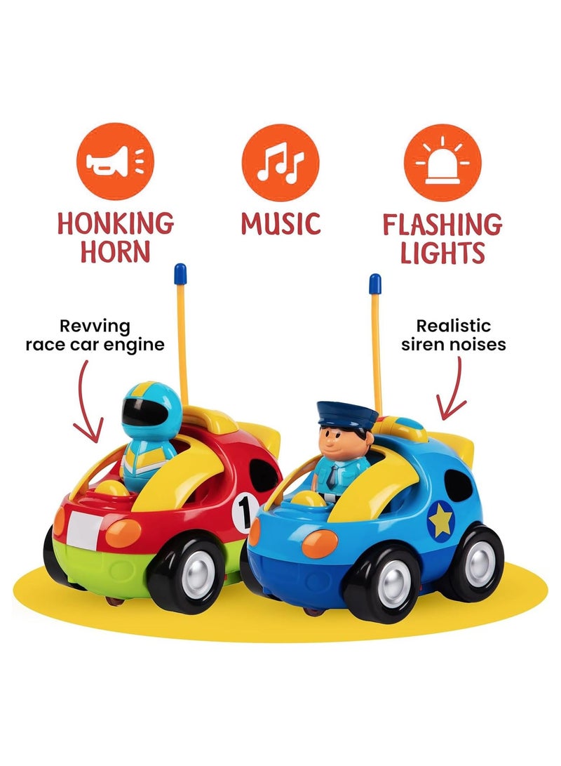 general RC Cars for Toddlers, 2pk - Two Cartoon RC Cars: Police and Racing - Toddler Toys - Gift Toys for 3+ Years Old Boys, Toys for 3 Years Old Boys, Car Toys for 3 Years Old Boys - Image 2