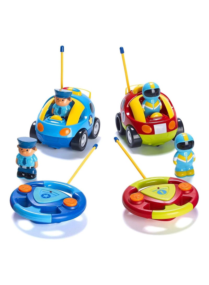 general RC Cars for Toddlers, 2pk - Two Cartoon RC Cars: Police and Racing - Toddler Toys - Gift Toys for 3+ Years Old Boys, Toys for 3 Years Old Boys, Car Toys for 3 Years Old Boys - Image 1