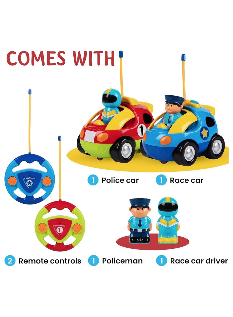 general RC Cars for Toddlers, 2pk - Two Cartoon RC Cars: Police and Racing - Toddler Toys - Gift Toys for 3+ Years Old Boys, Toys for 3 Years Old Boys, Car Toys for 3 Years Old Boys - Image 5