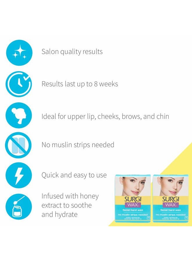 Microwave Facial Hard Hair Removal Wax 1 Oz, 2 Pack