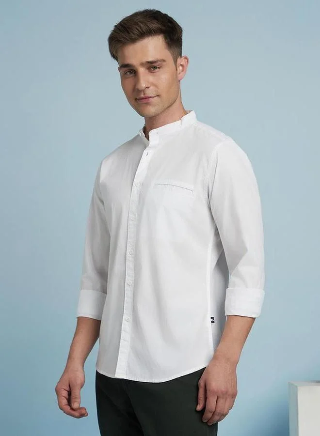 Dennis Lingo Dennis lingo Men White Comfort Slim Fit Casual Shirt