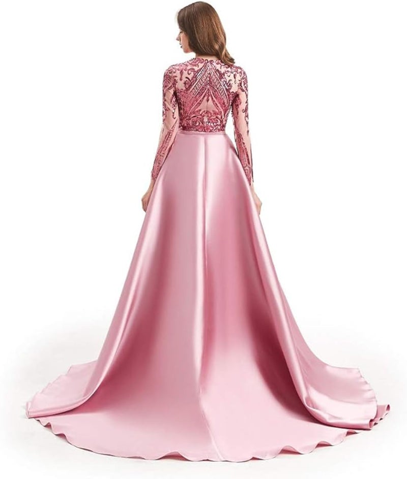 Ikerenwedding Satin Detachable Train for Wedding Prom Party Dress Sweep-Train Overskirt Pink - Image 1