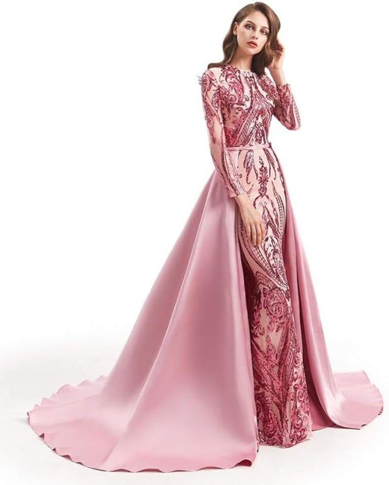 Ikerenwedding Satin Detachable Train for Wedding Prom Party Dress Sweep-Train Overskirt Pink - Image 4