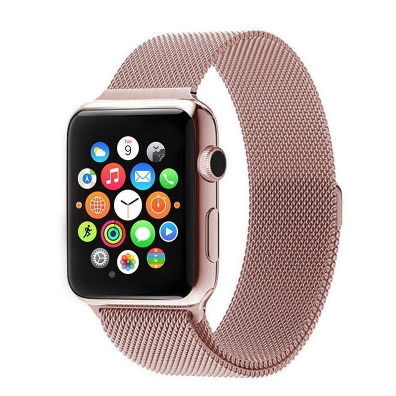AWH Milanese Loop Strap Compatible with Apple Watch Band (38–45mm) – Stainless Steel Alloy Replacement Bracelet for iWatch Series 7/SE/6/5/4/3/2/1 – Rose Gold - Image 2