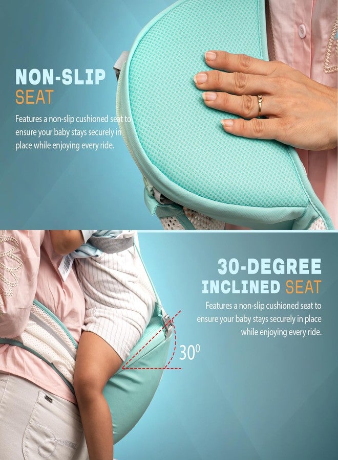 GoodLuck Baybee Flownest Baby Carrier for 0 to 3 Years Baby | Adjustable Baby Carry Bag with 6 Carrying Positions, Breathable Mesh Fabric & Back Support | 30° Inclined Non-Slip Padded Hip Seat Baby Carrier for New Born | Kangaroo Bags for Toddlers (Green) - Image 5
