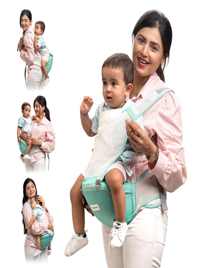 GoodLuck Baybee Flownest Baby Carrier for 0 to 3 Years Baby | Adjustable Baby Carry Bag with 6 Carrying Positions, Breathable Mesh Fabric & Back Support | 30° Inclined Non-Slip Padded Hip Seat Baby Carrier for New Born | Kangaroo Bags for Toddlers (Green) - Image 1