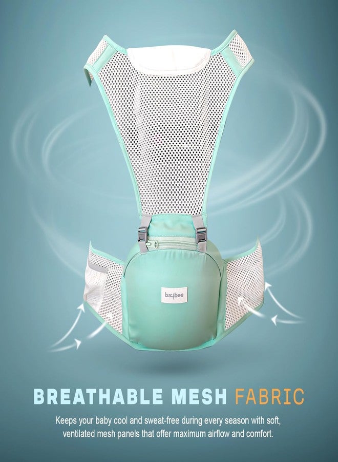 GoodLuck Baybee Flownest Baby Carrier for 0 to 3 Years Baby | Adjustable Baby Carry Bag with 6 Carrying Positions, Breathable Mesh Fabric & Back Support | 30° Inclined Non-Slip Padded Hip Seat Baby Carrier for New Born | Kangaroo Bags for Toddlers (Green) - Image 4