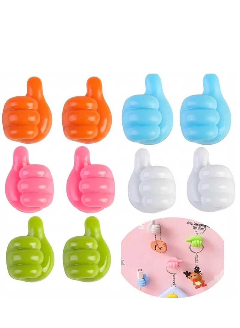 Creative Thumb Shape Self-Adhesive Wall Hooks Multifunctional Silicone Cable Organizer Key Holder and Wire Clip for Home Office & Car - Multicolor - Image 1
