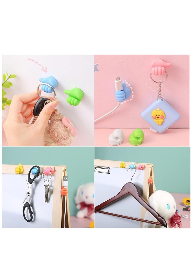 Creative Thumb Shape Self-Adhesive Wall Hooks Multifunctional Silicone Cable Organizer Key Holder and Wire Clip for Home Office & Car - Multicolor - Image 4