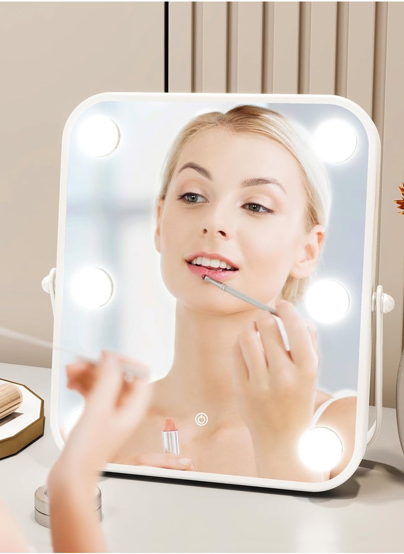 ETG Vanity Mirror with Lights, Hollywood Makeup Mirror with Light, 280*310*42mm Lighted Desktop Makeup Mirror with 6 Dimmable LED Bulbs, Cosmetic Makeup Mirror with Stand, Smart Touch Control  - Image 2