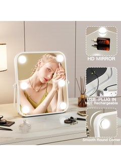 ETG Vanity Mirror with Lights, Hollywood Makeup Mirror with Light, 280*310*42mm Lighted Desktop Makeup Mirror with 6 Dimmable LED Bulbs, Cosmetic Makeup Mirror with Stand, Smart Touch Control  - Image 3