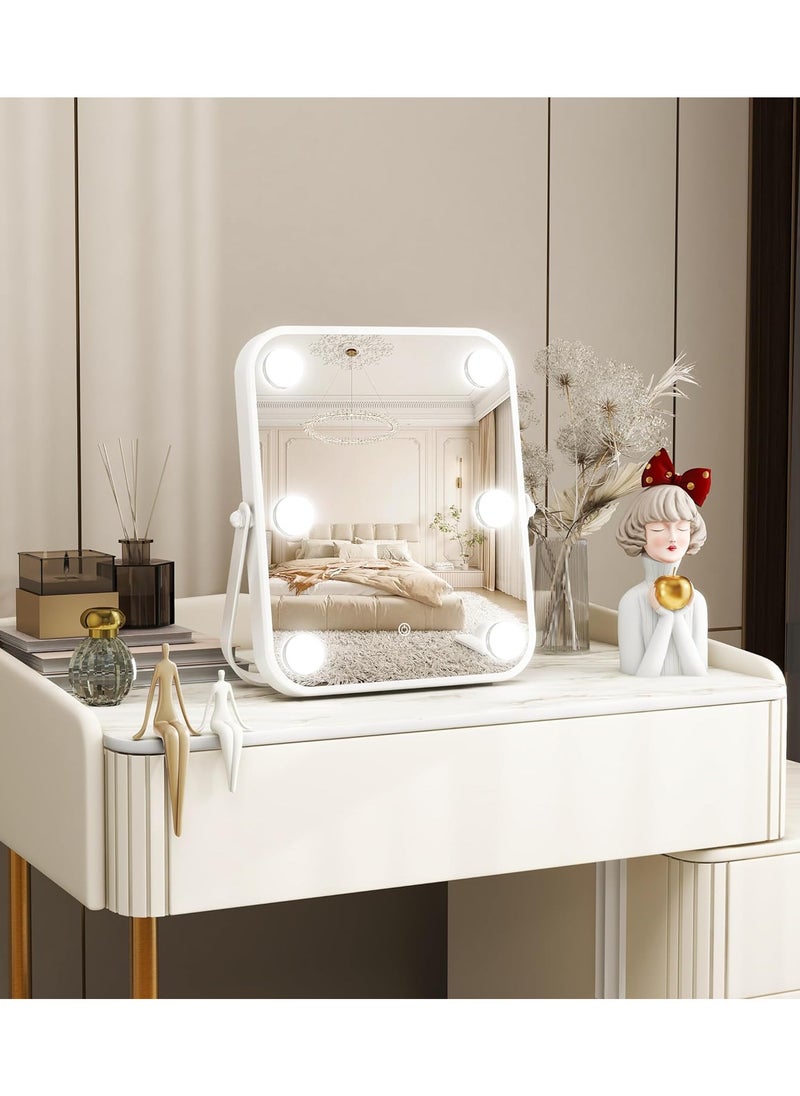 ETG Vanity Mirror with Lights, Hollywood Makeup Mirror with Light, 280*310*42mm Lighted Desktop Makeup Mirror with 6 Dimmable LED Bulbs, Cosmetic Makeup Mirror with Stand, Smart Touch Control  - Image 4