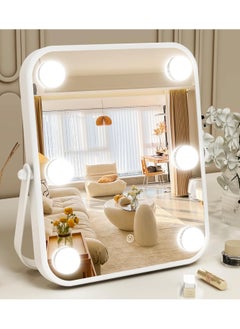 ETG Vanity Mirror with Lights, Hollywood Makeup Mirror with Light, 280*310*42mm Lighted Desktop Makeup Mirror with 6 Dimmable LED Bulbs, Cosmetic Makeup Mirror with Stand, Smart Touch Control  - Image 1