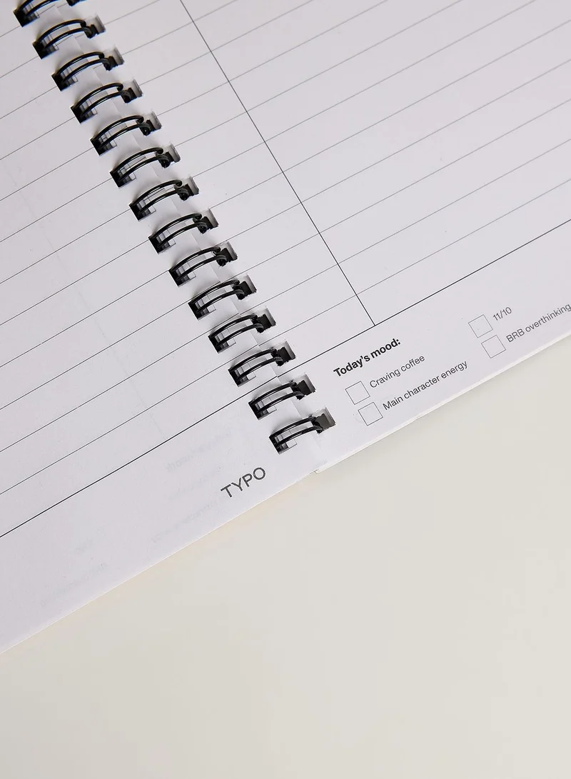 Typo Yellow Printed Spiral Notebook Elastic Band