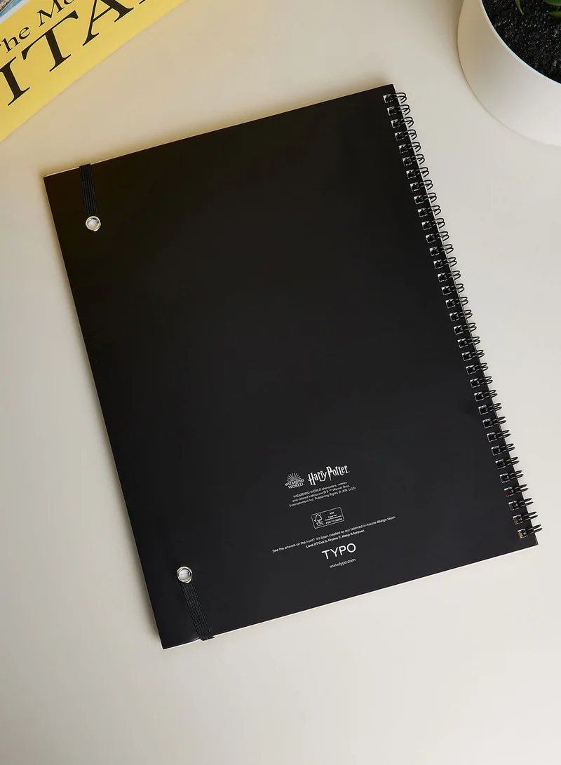 Typo Yellow Printed Spiral Notebook Elastic Band