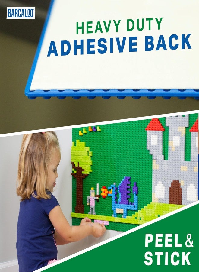 Barcaloo Peel and Stick Self Adhesive Baseplates Mat, Building Block Base Plates Multipack, Panels for Table Top Play - 10 Inch x 10 Inch Adhesive Building Brick Play Wall Panel, 2 Green, 2 Blue - Image 4