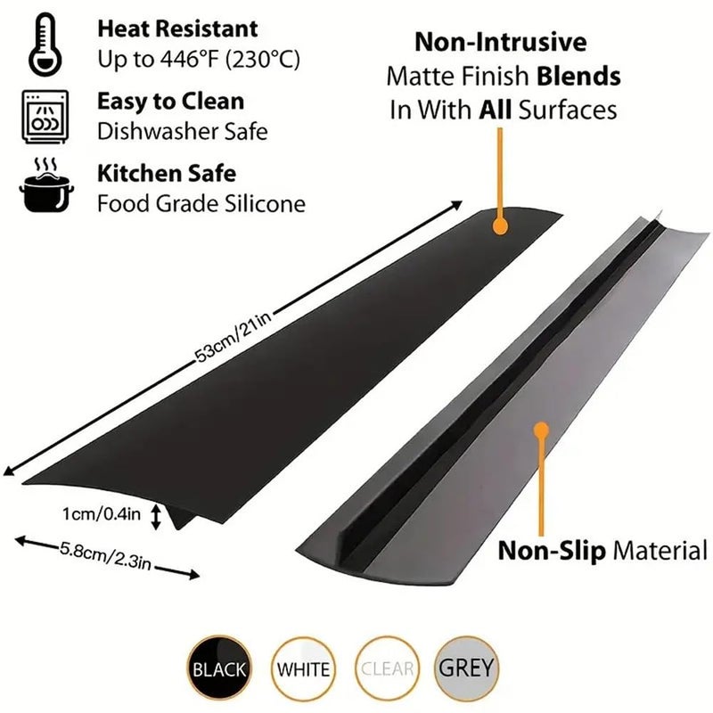 jaexest 2-Piece Black Silicone Kitchen Stove Cover Countertop Gap Filler Length 21 inches Easy to clean Seals spills between oven kitchen cabinets and stovetop countertops - Image 4