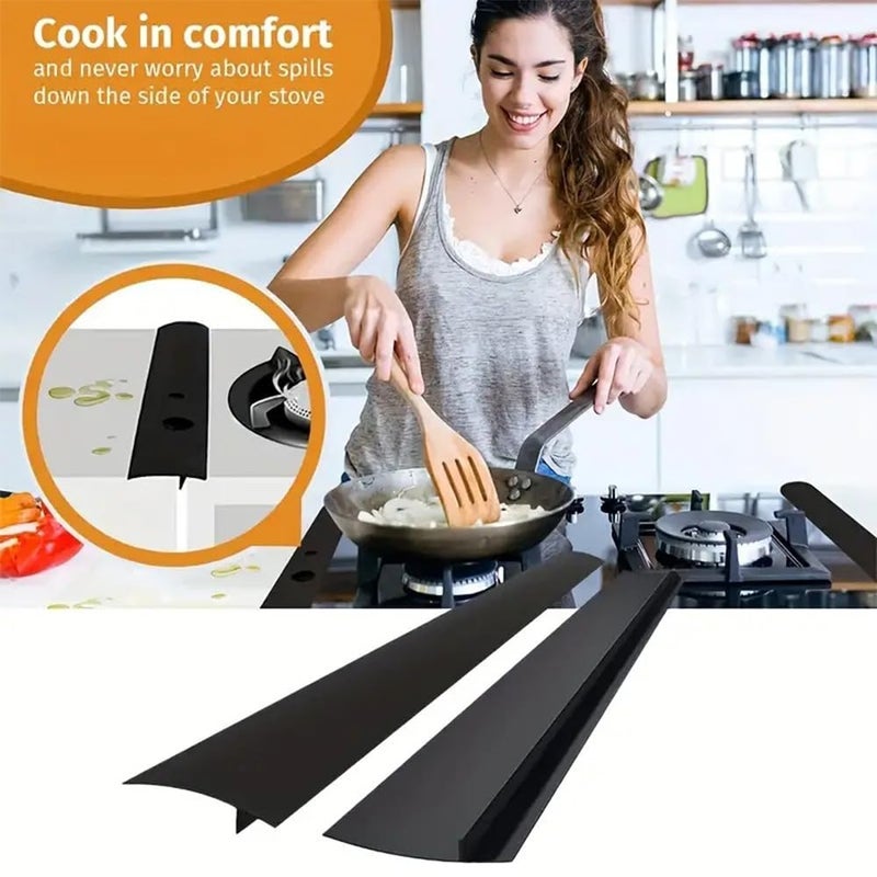 jaexest 2-Piece Black Silicone Kitchen Stove Cover Countertop Gap Filler Length 21 inches Easy to clean Seals spills between oven kitchen cabinets and stovetop countertops - Image 5
